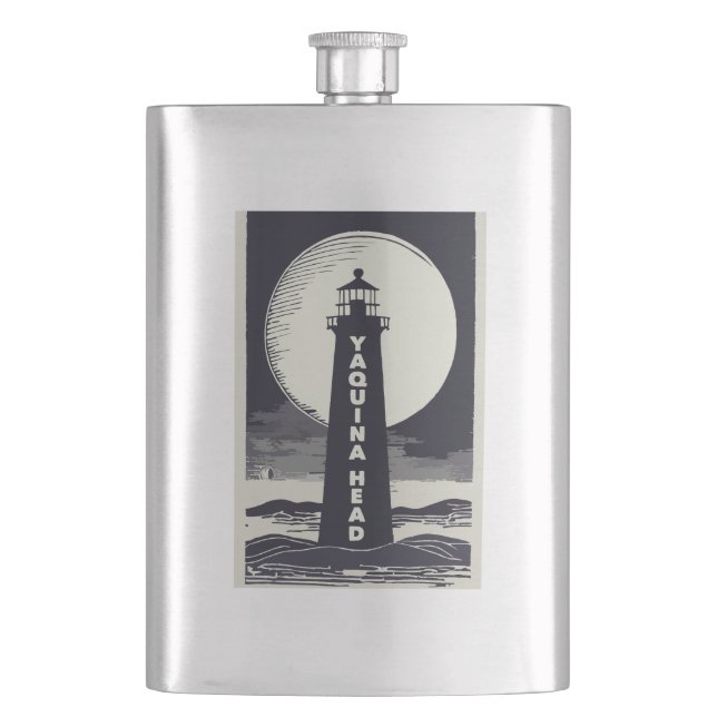 Yaquina Head Lighthouse Oregon Moon Flask (Front)