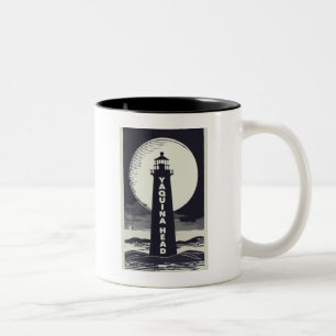 Yaquina Head Lighthouse Oregon Moon Two-Tone Coffee Mug