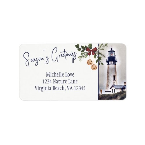 Yaquina Head Lighthouse Seasons Greetings Address Label