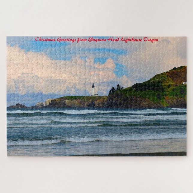 Yaquina  Lighthouse Oregon. Christmas Greetings Jigsaw Puzzle (Horizontal)