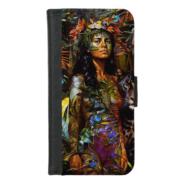 “Yaraquim” Jaguar Blossom - Women In Amazonia iPhone Wallet Case (Front)