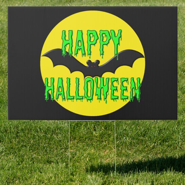 Yard Card - "Batty" Happy Halloween Sign (Insitu)