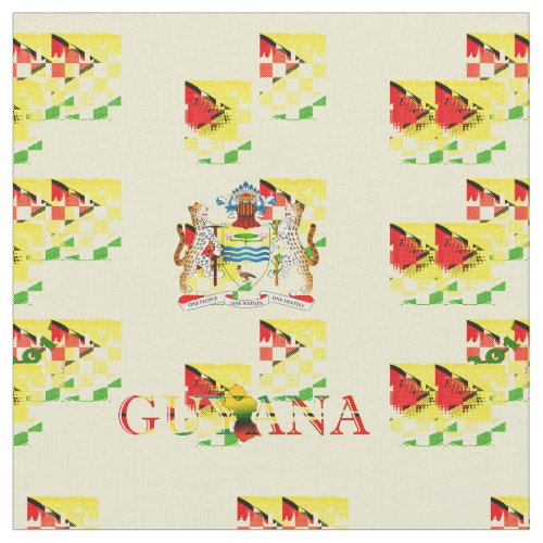 Yard  Guyana Flag and Coat of Arms Custom Designed Fabric