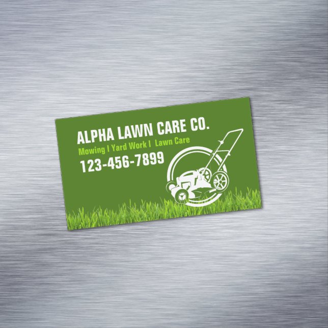 Yard Lawn Care Landscape Landscaping Grass Mowing  Business Card Magnet (In Situ)