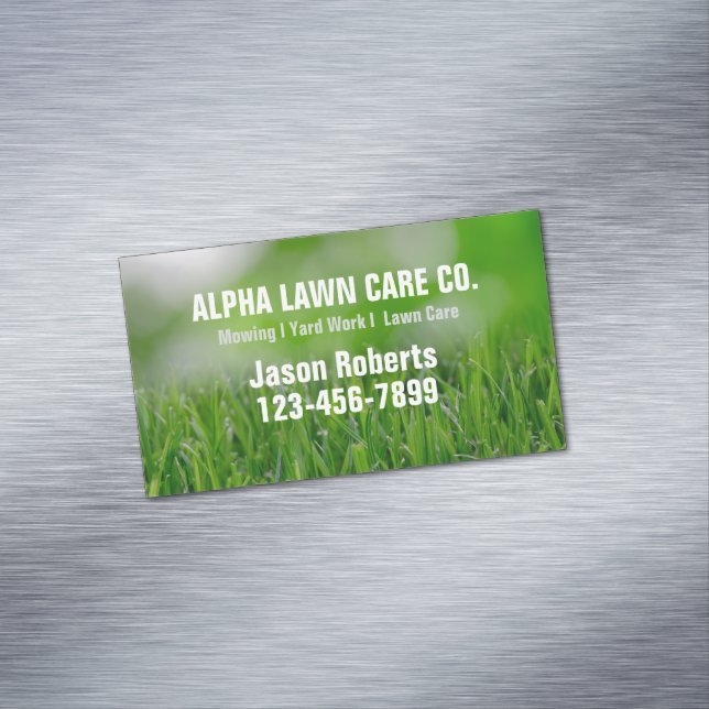 Yard Lawn Care Landscape Landscaping Grass Mowing  Business Card Magnet (In Situ)