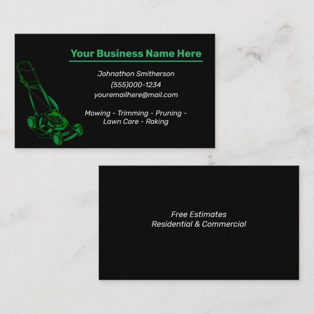 Yard maintenance business card (Front/Back)