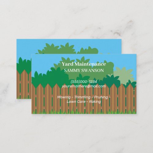 Yard Maintenance Service  Business Card