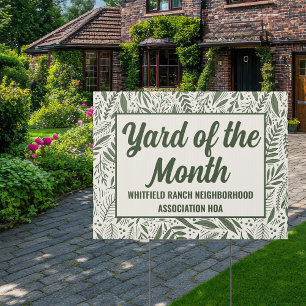 Yard of the Month Award Custom Botanical Yard Sign