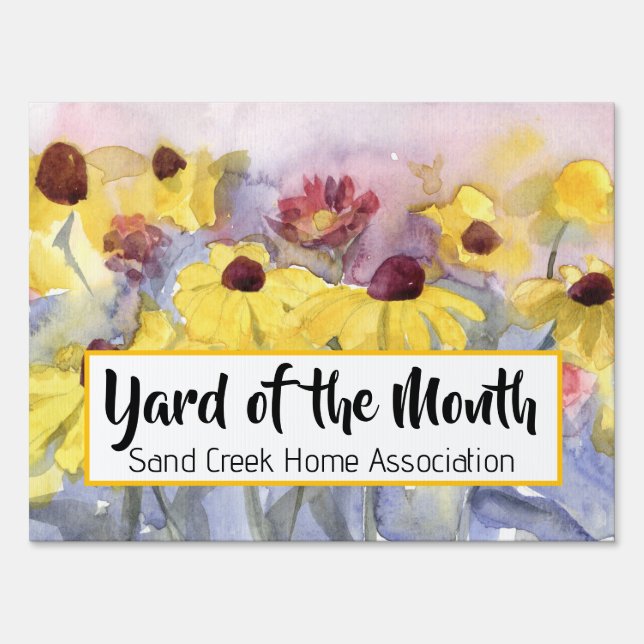 Yard of the Month Award Custom HOA Flowers Sign (Front)