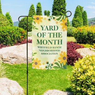 Yard of the Month Award Custom Yellow Flowers Garden Flag