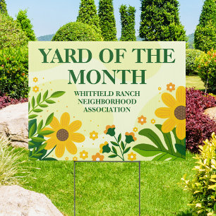 Yard of the Month Award Custom Yellow Flowers Sign