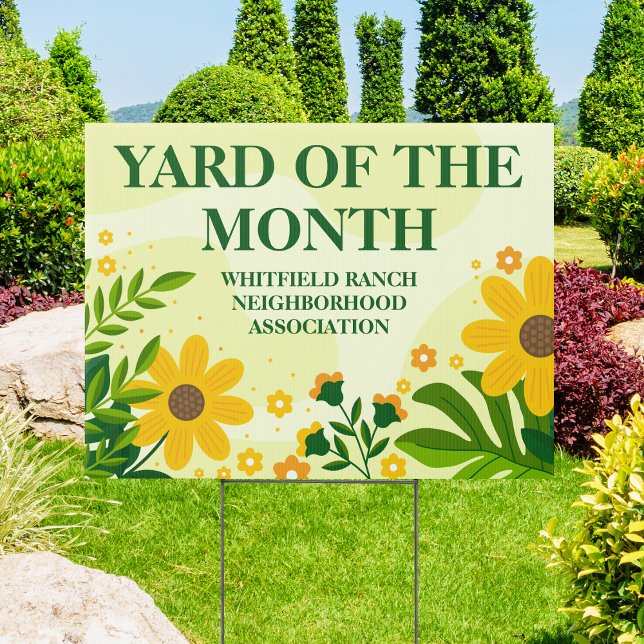 Yard of the Month Award Custom Yellow Flowers Sign (Creator Uploaded)