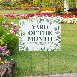 Yard of the Month Club Award Winner Custom Sign
