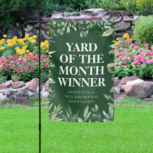 Yard of the Month Club Award Winner Dark Green Garden Flag