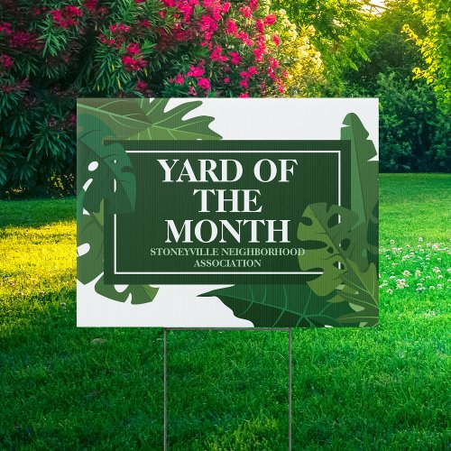 Yard of the Month Club Green Leaf Custom HOA Award Sign