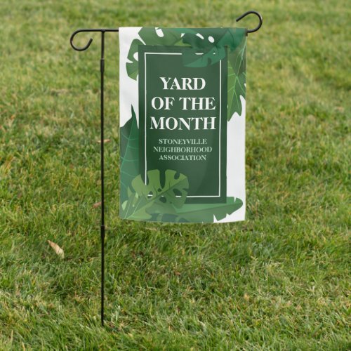 Yard of the Month Club Green Leaf Custom HOA Garden Flag