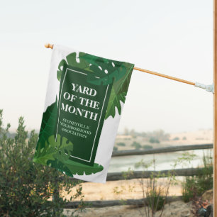 Yard of the Month Club Green Leaf Custom HOA House Flag