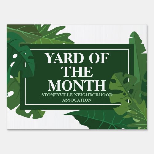 Yard of the Month Club Green Leaf Custom HOA Sign