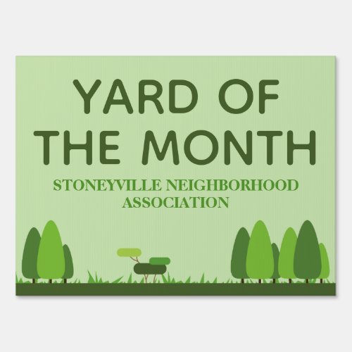 Yard of the Month Winner Custom Green Neighborhood Sign