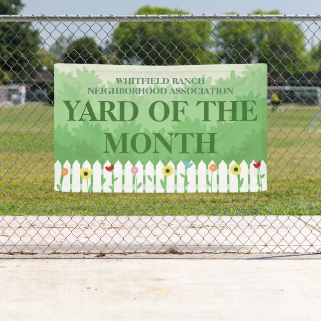 Yard of the Month Winner Cute Garden Fence Banner (Insitu)