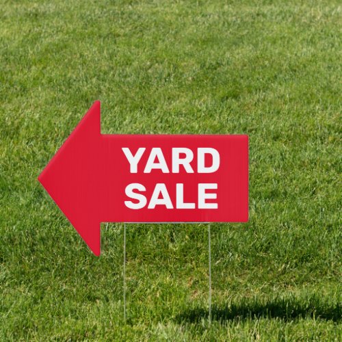 Yard Sale bold white text on red 2_sided Arrow Sign
