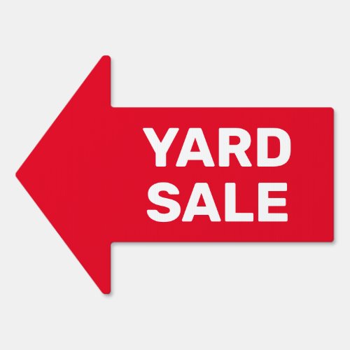 Yard Sale bold white text on red Left Arrow Sign