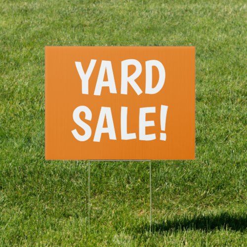 YARD SALE Bright Orange Yard Sign