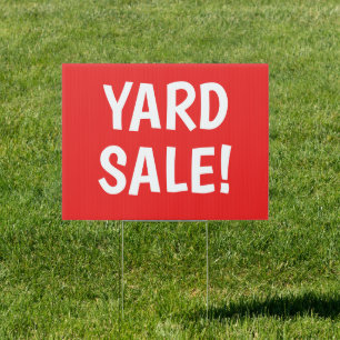 YARD SALE Bright Red Sign