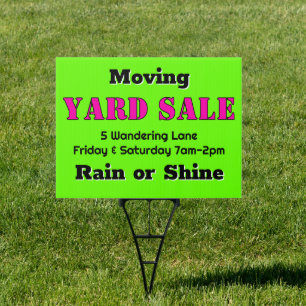 Yard Sale Double-sided Lime Green Sign