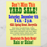 Yard Sale Flyer<br><div class="desc">This flyer is just simple text,  an advertisement for a yard sale.</div>