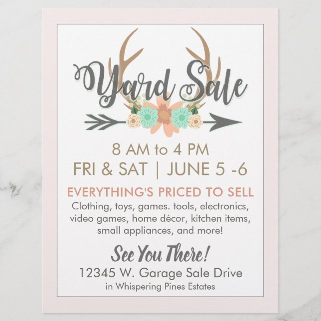 Yard Sale Flyer Template - Light (Front)