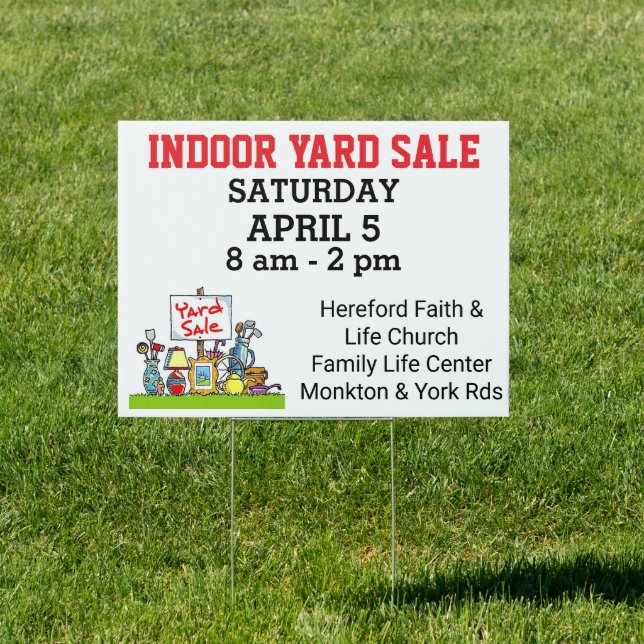 Yard Sale for Church or Organization Sign (Insitu)