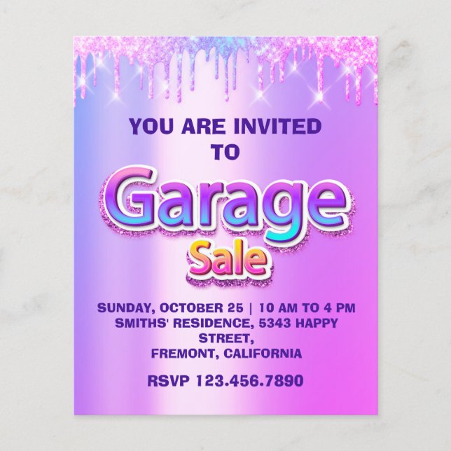 Yard Sale Garage Sale Holograph Drips Pinky Flyer (Front)