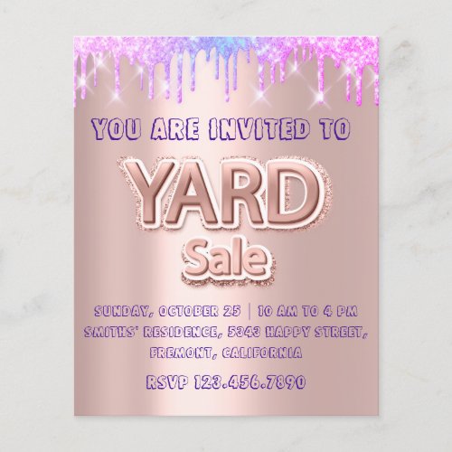 Yard Sale Garage Sale Holograph Drips Rose Flyer