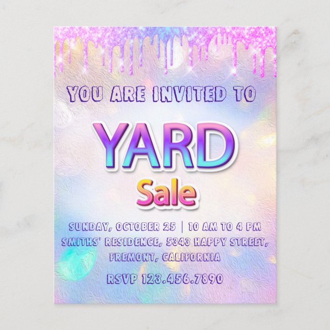 Yard Sale Garage Sale Holograph Drips Spark Flyer (Front)