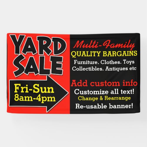 Yard Sale Garage Sale Reusable Advertising Banner