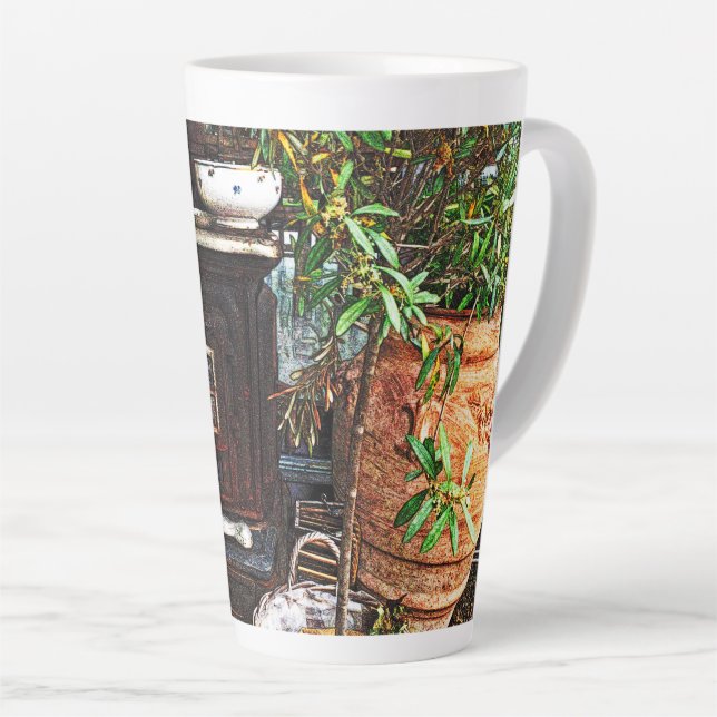 Yard Scene Latte Mug (Right Angle)