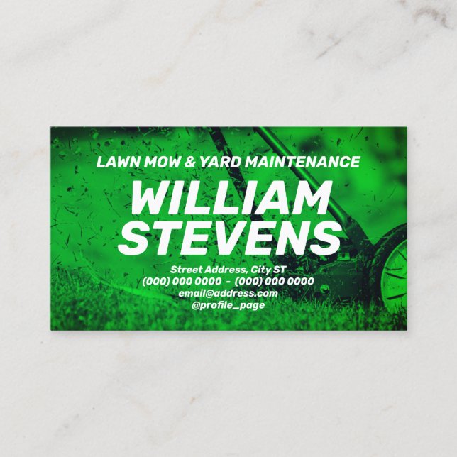 Yard services inspired green tone business card (Front)