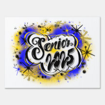 Yard Sign Airbrush Senior 2025 Blue & Yellow