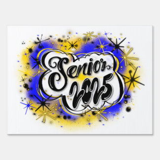 Yard Sign Airbrush Senior 2025 Blue & Yellow