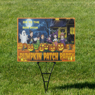 Yard sign for pumpkin patch party