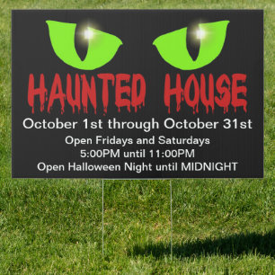 Yard Sign - "Haunted House" - Red Lettering