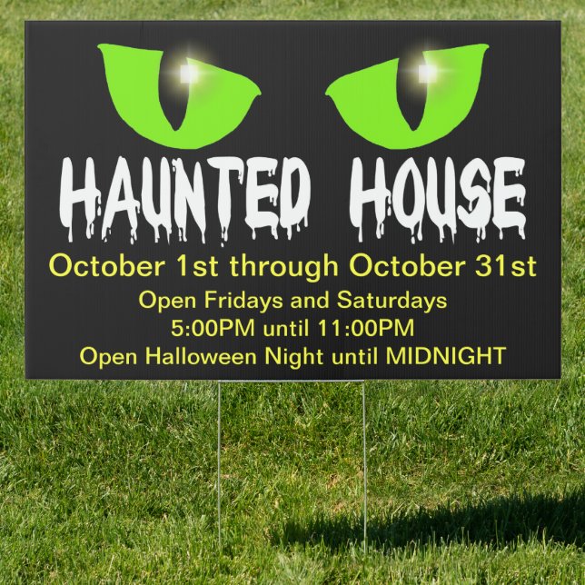 Yard Sign - "Haunted House" - White Lettering (Insitu)