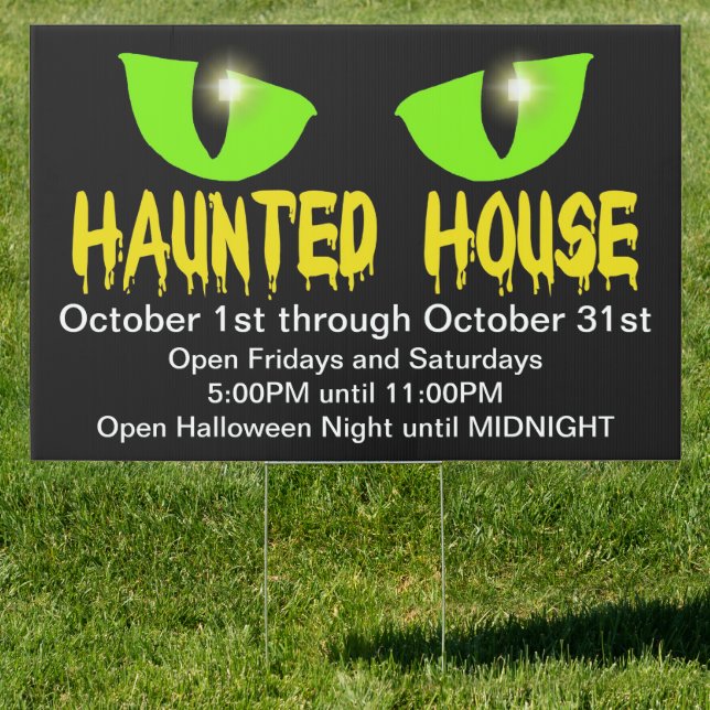 Yard Sign - "Haunted House" - Yellow Lettering (Insitu)