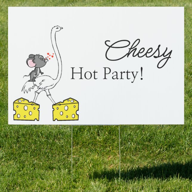 Yard Sign Mouse Mice Cheesy Ostrich Party (Insitu)