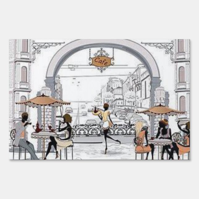 Yard Sign Paris France Coffee Cafe (Back)