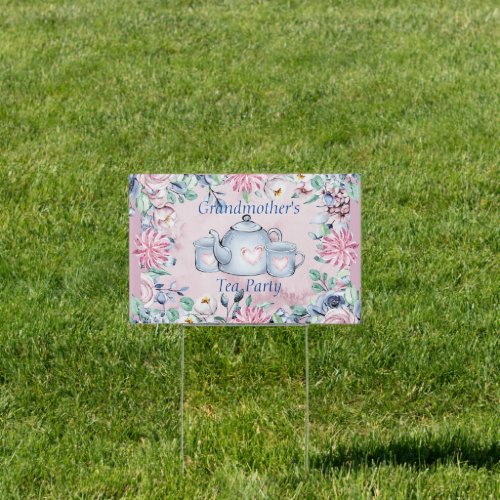 Yard Sign wWire Stakes Grandmothers Tea Party