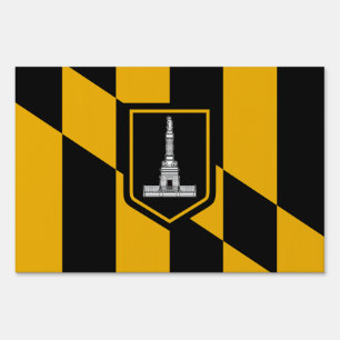 Yard Sign with flag of Baltimore City, USA