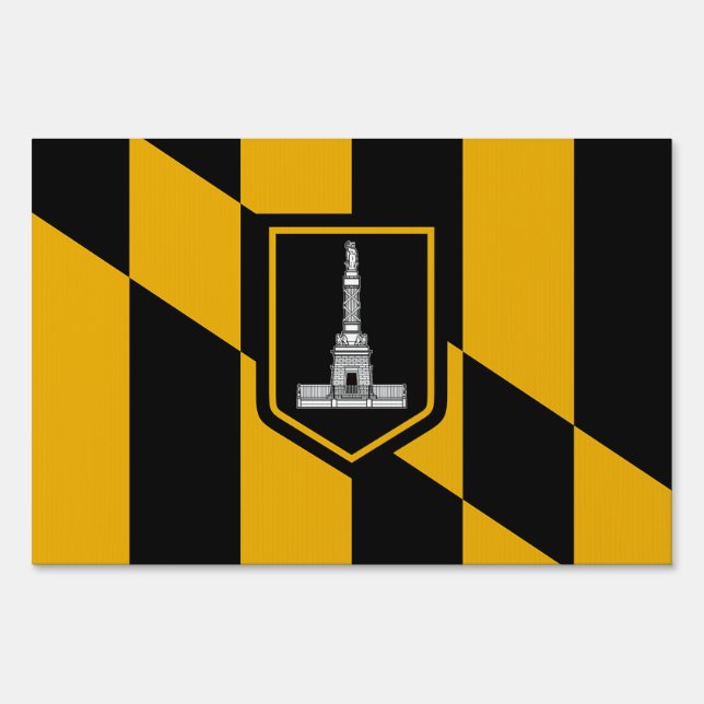 Yard Sign with flag of Baltimore City, USA (Front)