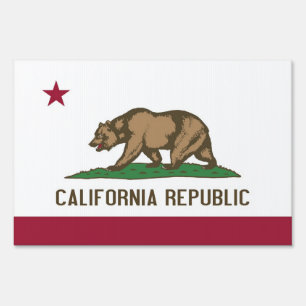 Yard Sign with flag of California, USA